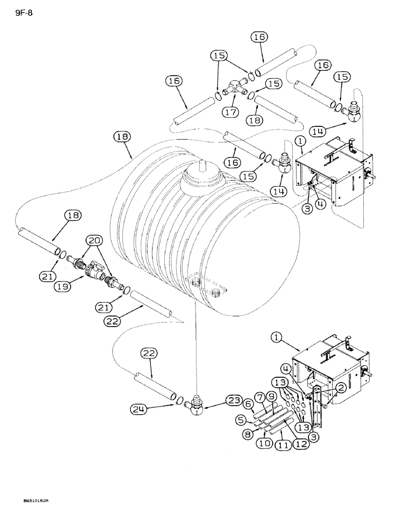 Схема запчастей Case IH 950 - (9F-08) - LIQUID FERTILIZER SQUEEZE PUMP SYSTEM, 12 AND 16 ROW NARROW, FRONT FOLD (09) - CHASSIS/ATTACHMENTS