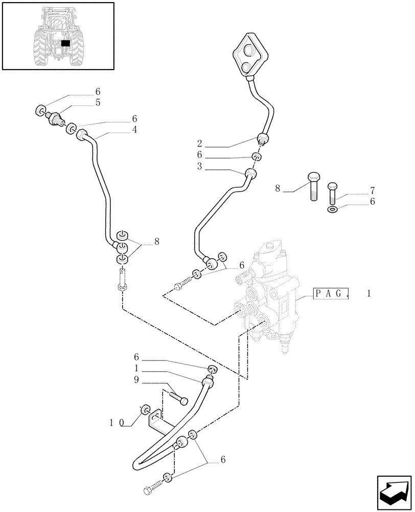 Схема запчастей Case IH JX80 - (1.82.7[03]) - (VAR.366-412) 1 CONTROL VALVE - PIPES (07) - HYDRAULIC SYSTEM