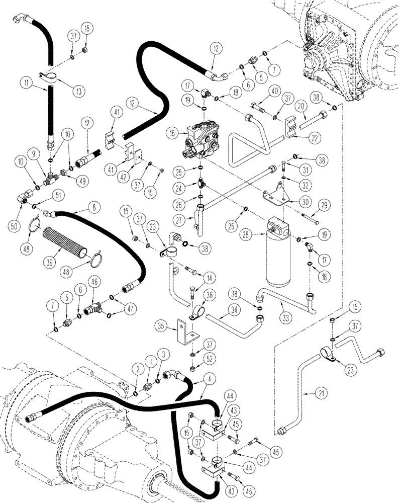 Схема запчастей Case IH STX325 - (08-09) - AXLE HYDRAULICS LUBRICATION AND COOLING CIRCUIT (08) - HYDRAULICS