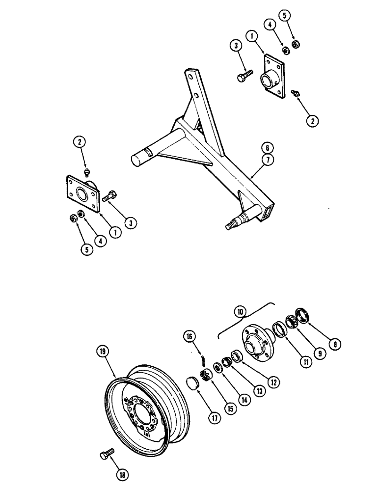 Схема запчастей Case IH 1300W - (22) - AXLES AND WHEELS - WING FRAME, 22 TO 30 FOOT (6.7 TO 9.1 M) 