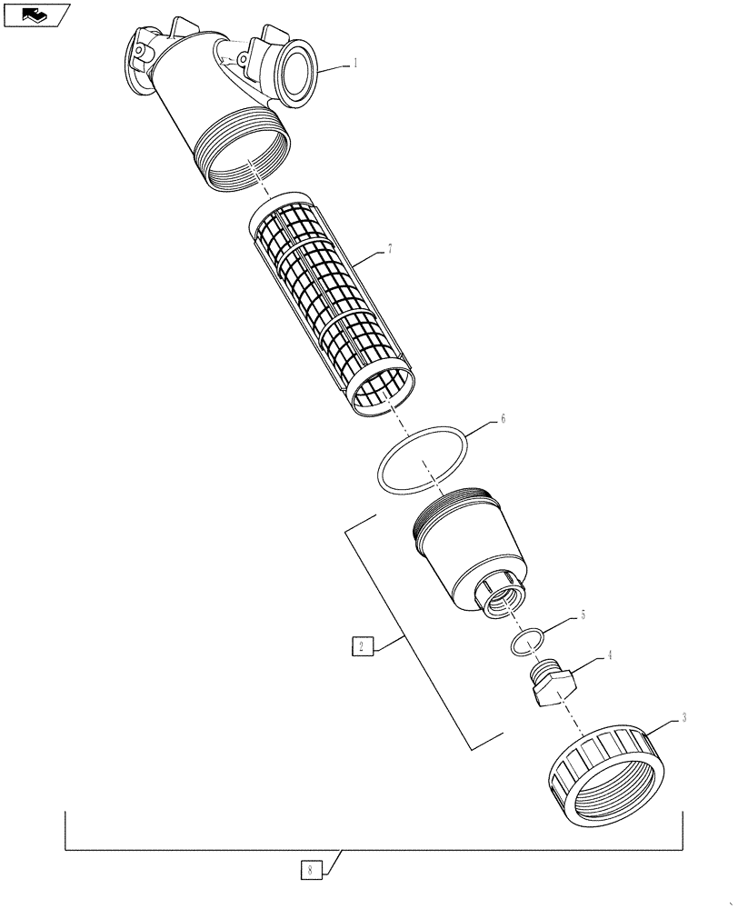 Схема запчастей Case IH 4420 - (09-008[02]) - STRAINER, ELEMENT, 2.2FLB, PP Liquid Plumbing