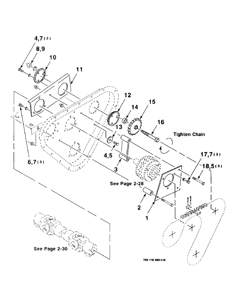 Схема запчастей Case IH 8340 - (2-24) - CHAIN CASE ASSEMBLY, TIGHTENER (58) - ATTACHMENTS/HEADERS