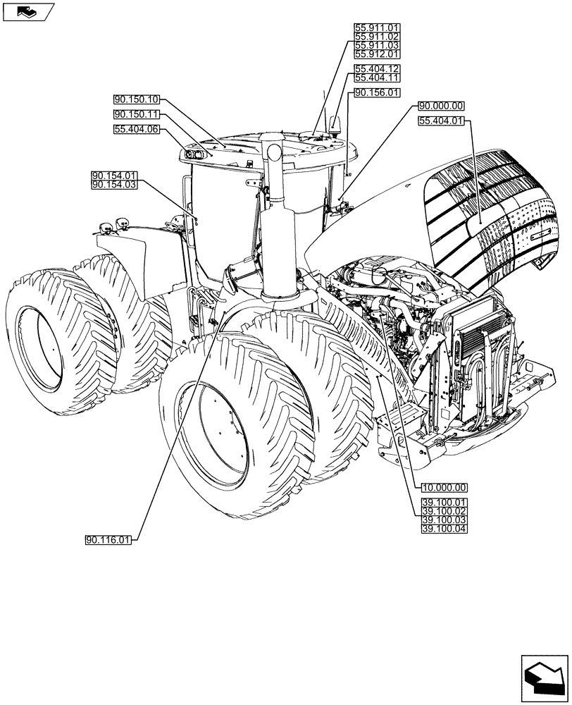 Схема запчастей Case IH STEIGER 550 - (00.000.04) - PICTORIAL INDEX-MAIN-WHEELED-FRONT (00) - GENERAL & PICTORIAL INDEX