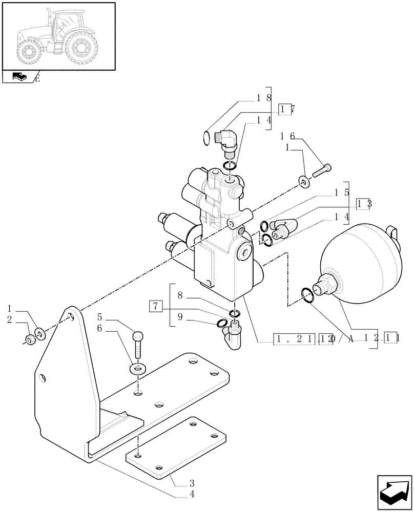 Схема запчастей Case IH PUMA 115 - (1.21.2[01]) - SUSPENDED FRONT AXLE W/MULTI-PLATE DIFF. LOCK - VALVE SUSP. CONTR. - C5833 (VAR.330414-330427-330429-330430) (04) - FRONT AXLE & STEERING