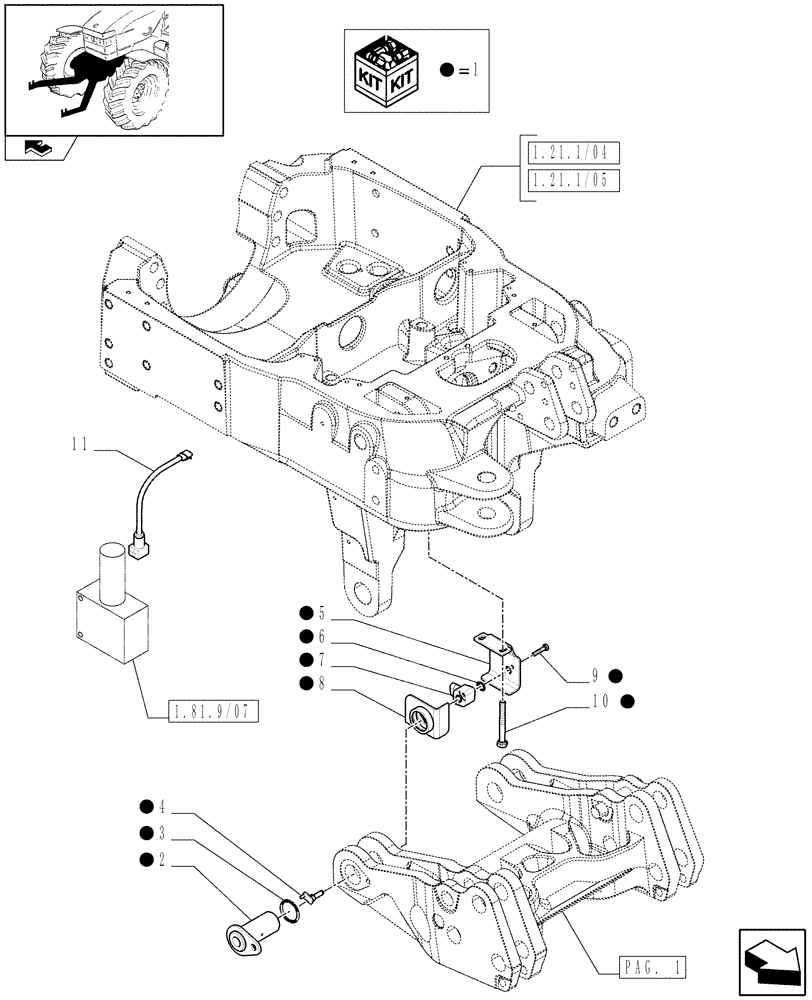 Схема запчастей Case IH PUMA 125 - (1.81.9/06[04]) - INTEGRATED FRONT HPL - TURN ANGLE SENSOR - D6519 (VAR.333648-334648-335648-336831-337831) (07) - HYDRAULIC SYSTEM