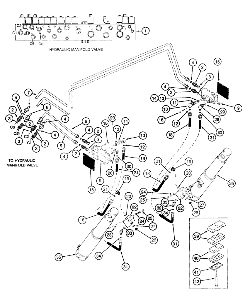 Схема запчастей Case IH 420 - (08-11) - DRUM CONTROL VALVES AND LIFT CYLINDER SYSTEM (07) - HYDRAULICS