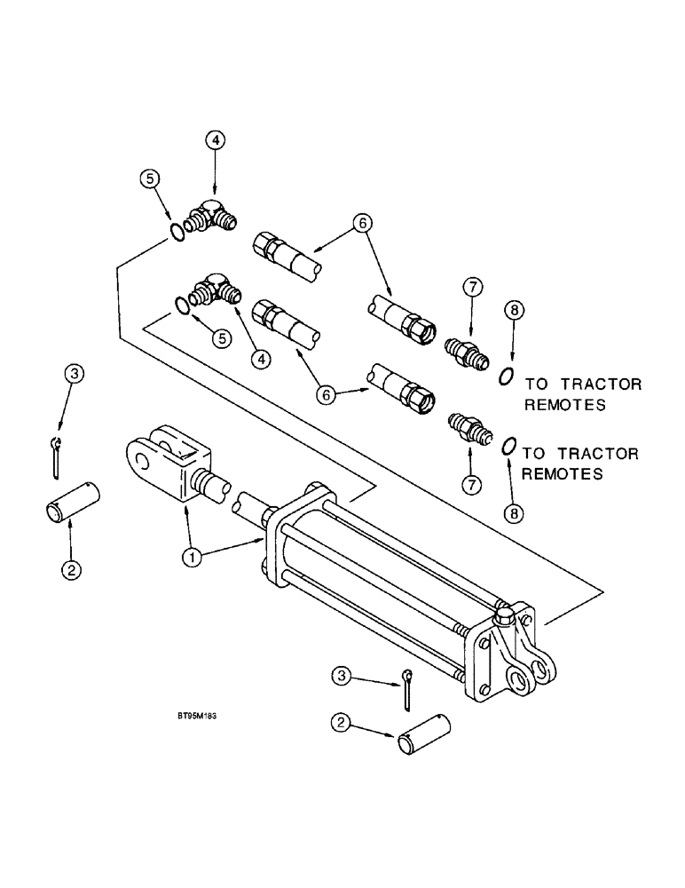 Схема запчастей Case IH 955 - (8-074) - ENDWISE TRANSPORT WHEEL HYDRAULIC SYSTEM, 8 ROW NARROW - RIGID (08) - HYDRAULICS