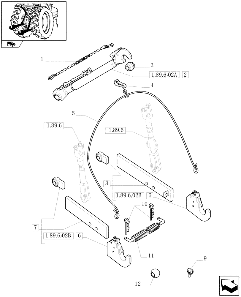 Схема запчастей Case IH FARMALL 85C - (1.89.6/02) - IMPLEMENT CARRIER WITH WITH QUICK ATTACH ENDS (VAR.330922) (09) - IMPLEMENT LIFT