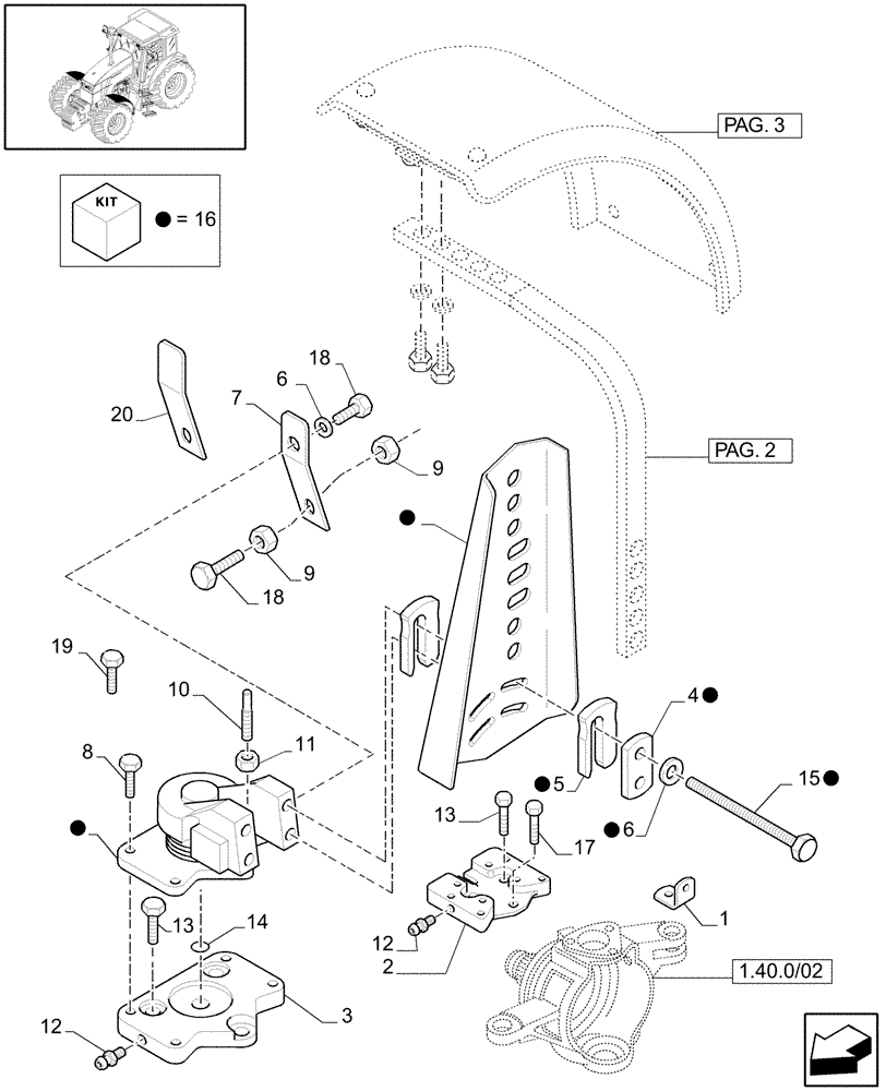 Схема запчастей Case IH MXU115 - (1.87.4[01A]) - (VAR.167-497) 4WD DYNAMIC FRONT FENDERS - D5040 - C5049 (08) - SHEET METAL