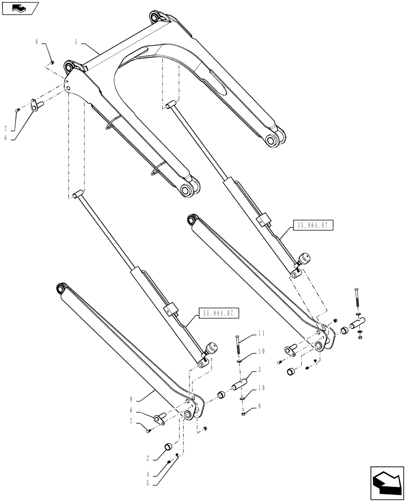 Схема запчастей Case IH 4430 - (39.130.14) - BOOM LIFT LINKAGE, 120 BOOM (39) - FRAMES AND BALLASTING