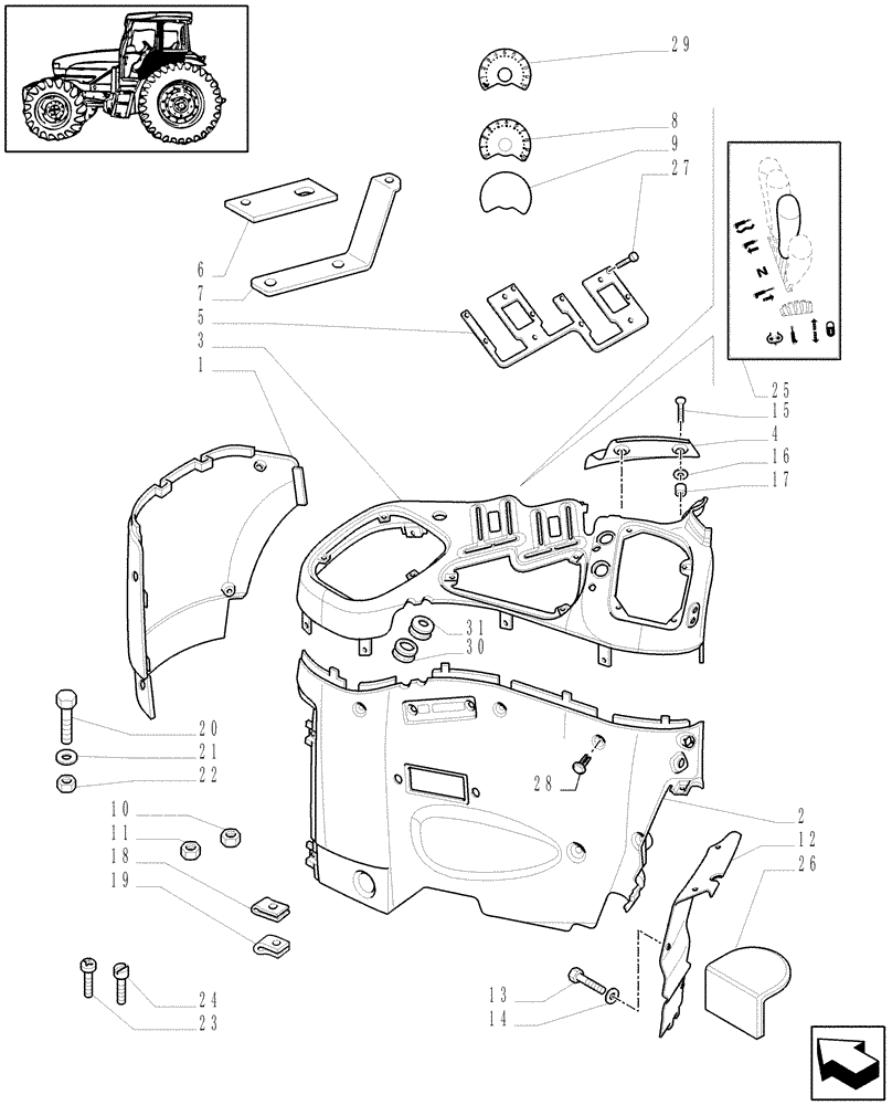 Схема запчастей Case IH MXU135 - (1.93.0/02) - (VAR.015-361-363-375-376-377-378) ELECTRONIC CONTROL VALVES - CONTROL COVERS (W/CAB) (10) - OPERATORS PLATFORM/CAB