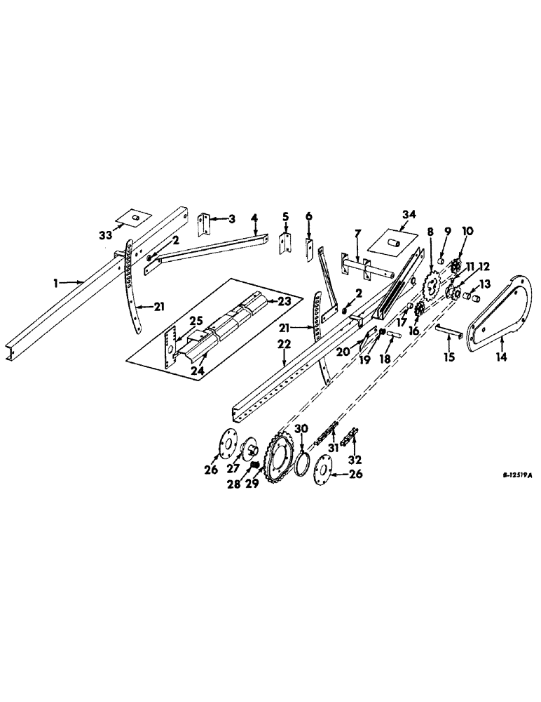 Схема запчастей Case IH 403 - (028) - REEL SUPPORT ARMS AND DRIVE, REEL DRIVE SHIELD ATTACHMENT (58) - ATTACHMENTS/HEADERS