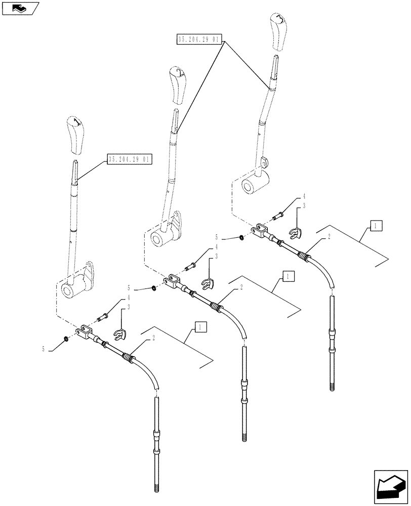 Схема запчастей Case IH PUMA 160 - (35.204.29[02]) - CABLE - 3-LEVER REAR CONTROL (35) - HYDRAULIC SYSTEMS