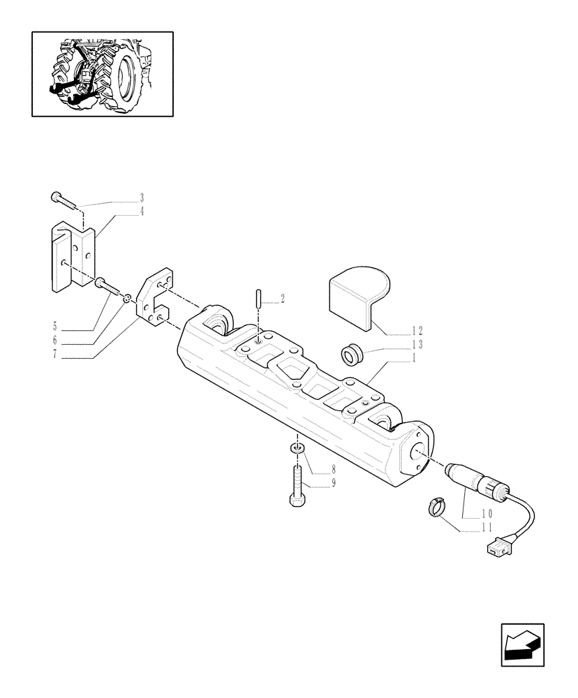 Схема запчастей Case IH MXU110 - (1.89.6/09[01]) - (VAR.484-790) RIGHT-HAND TIE ROD AND ADJUSTABLE HYDRAULIC STRUT - IMPLEMENT CONNECTOR DEVICE (09) - IMPLEMENT LIFT