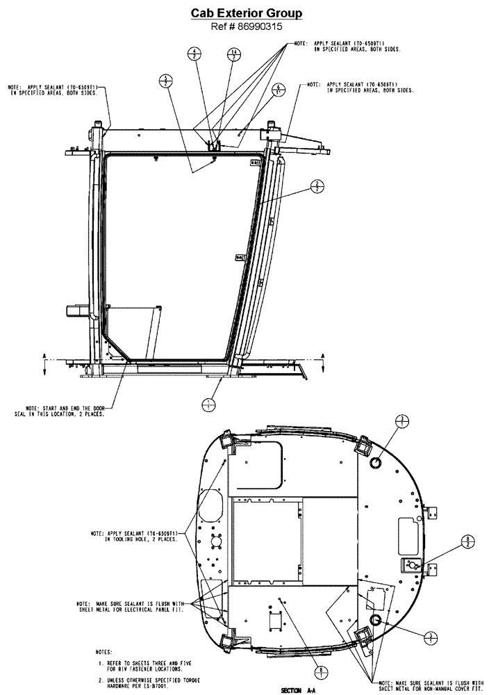 Схема запчастей Case IH FLX3010 - (01-003[01]) - CAB EXTERIOR GROUP (10) - CAB