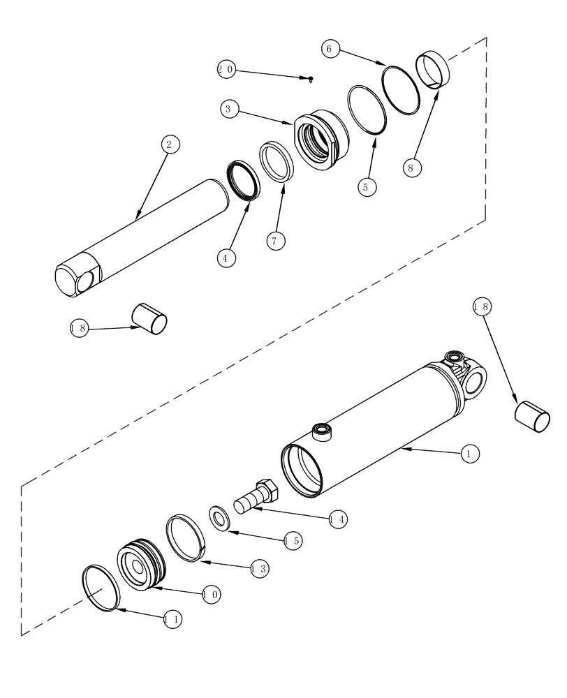 Схема запчастей Case IH MX220 - (08-20) - CYLINDER ASSY HITCH (08) - HYDRAULICS