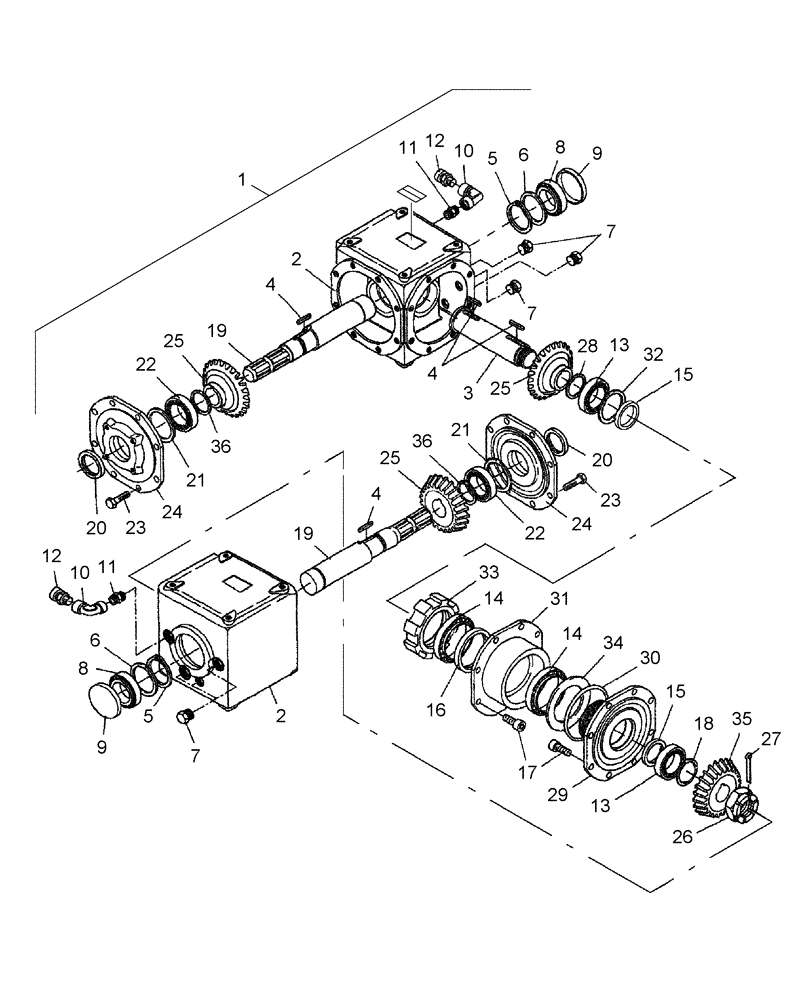 Схема запчастей Case IH DC132 - (03.02) - GEARBOX, SWIVEL (03) - MAIN GEARBOX