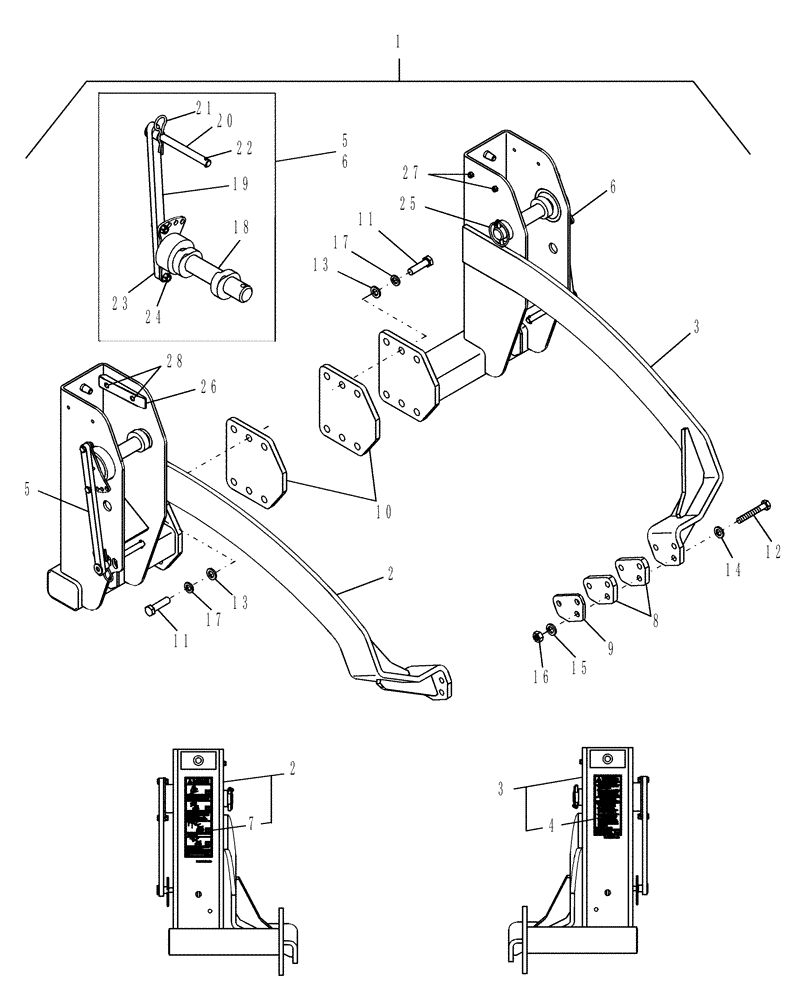Схема запчастей Case IH LX340 - (002) - MOUNT KIT (82) - FRONT LOADER & BUCKET