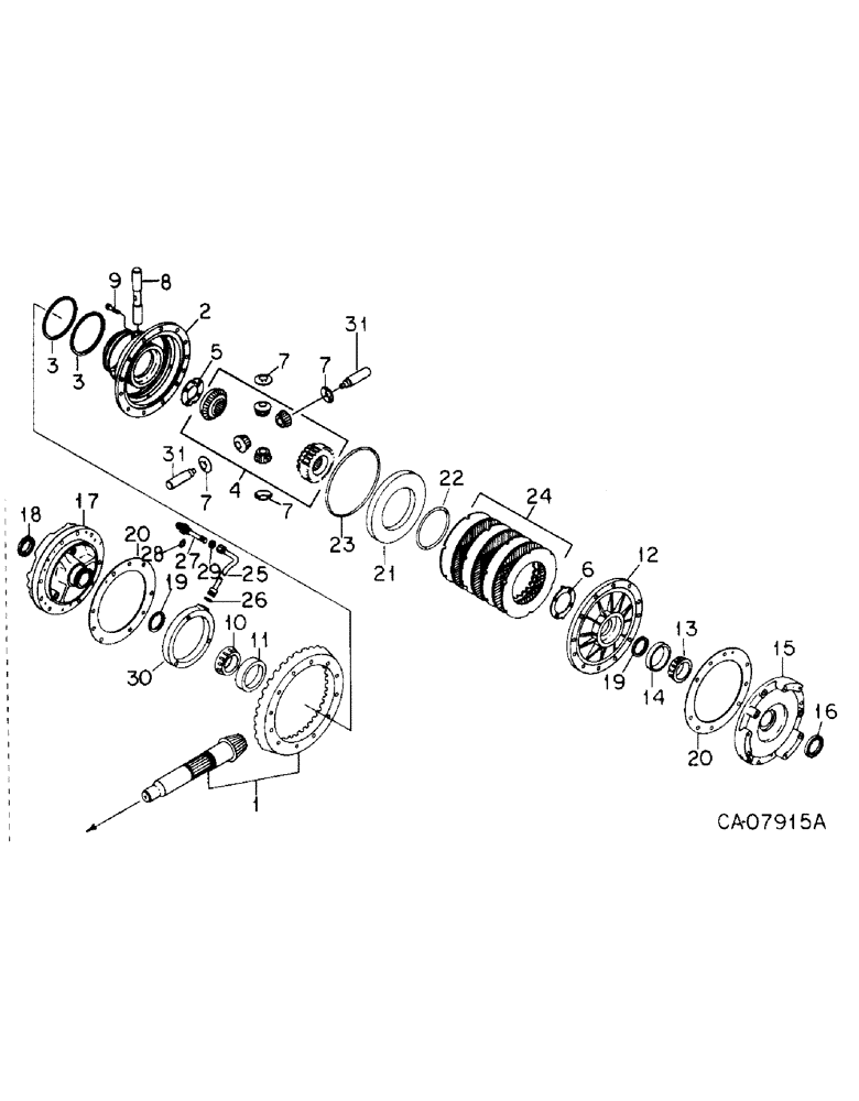 Схема запчастей Case IH 7488 - (07-27) - DRIVE TRAIN, DIFFERENTIAL AND BEVEL GEARS, 7488 TRACTORS (04) - Drive Train