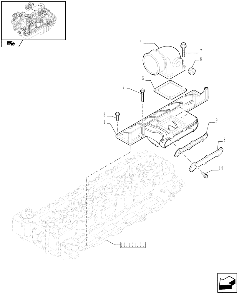 Схема запчастей Case IH F4HE9684D J103 - (10.254.01) - MANIFOLD - INTAKE (2854533 - 2854979 - 2854699) 