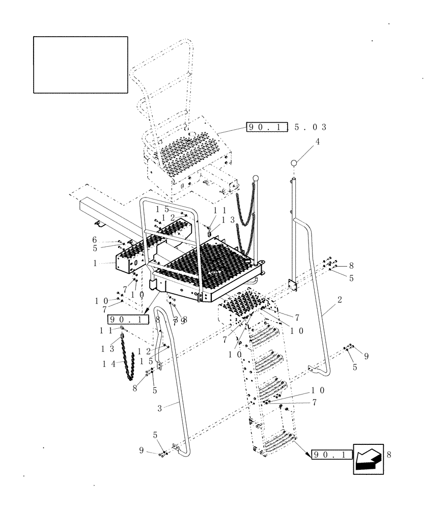 Схема запчастей Case IH 8010 - (90.118.39[02]) - RAILING, PLATFORM - NA - 7010/8010 (90) - PLATFORM, CAB, BODYWORK AND DECALS