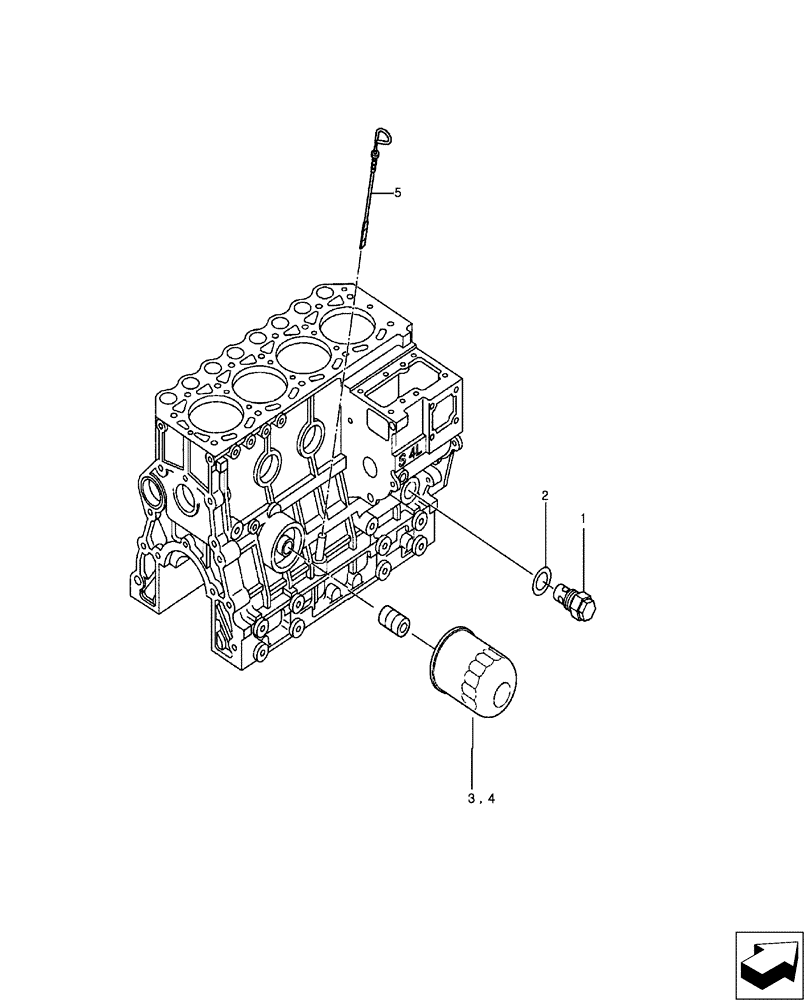 Схема запчастей Case IH FARMALL 35B - (10.304.02) - OIL FILTER, RELIEF VALVE & DIPSTICK (10) - ENGINE