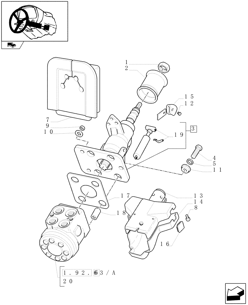 Схема запчастей Case IH FARMALL 75C - (1.92.63[02]) - STEERING COLUMN (10) - OPERATORS PLATFORM/CAB