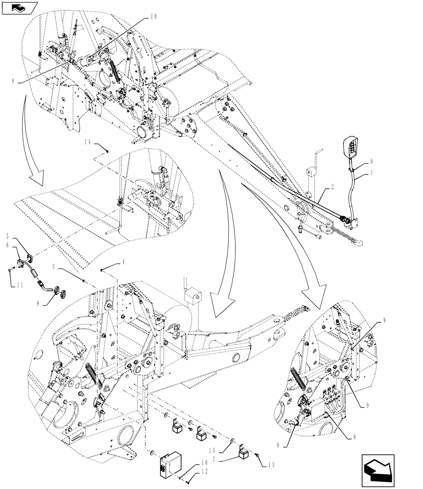 Схема запчастей Case IH RB455A - (55.100.02) - ELECTRONICS, STANDARD NET-TWINE (55) - ELECTRICAL SYSTEMS