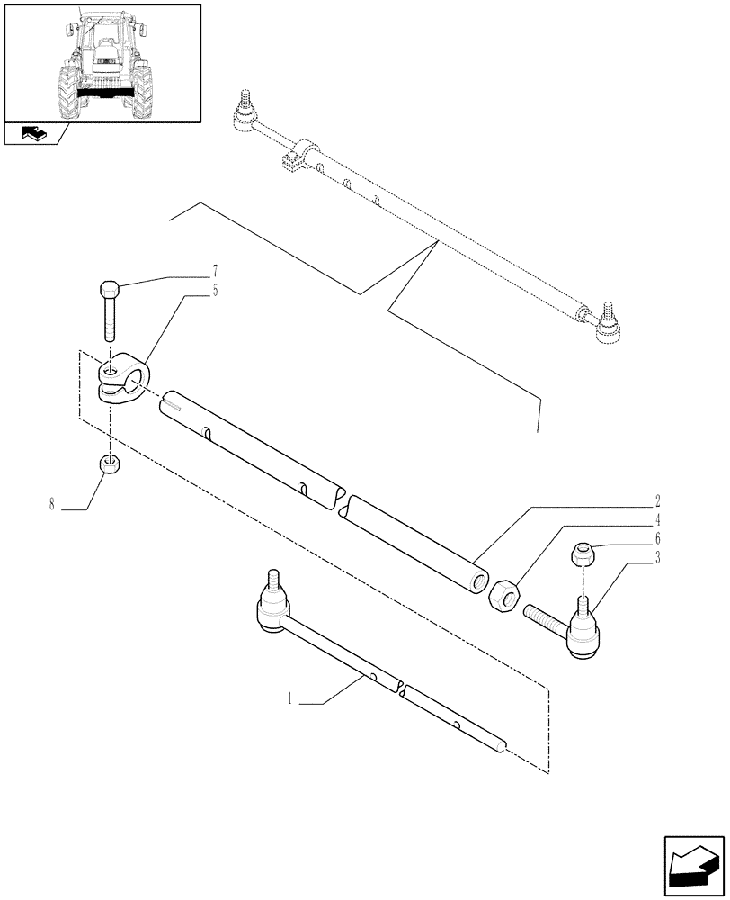 Схема запчастей Case IH FARMALL 60 - (1.41.0[05]) - 2WD FRONT AXLE - STEERING TIE-ROD (04) - FRONT AXLE & STEERING