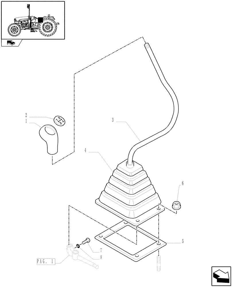 Схема запчастей Case IH FARMALL 75C - (1.29.1[02]) - TRANSMISSION EXTERNAL SHIFTING CONTROLS (03) - TRANSMISSION