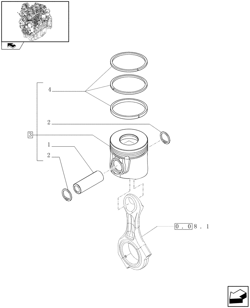 Схема запчастей Case IH FARMALL 75N - (0.08.2) - PISTON - ENGINE (01) - ENGINE