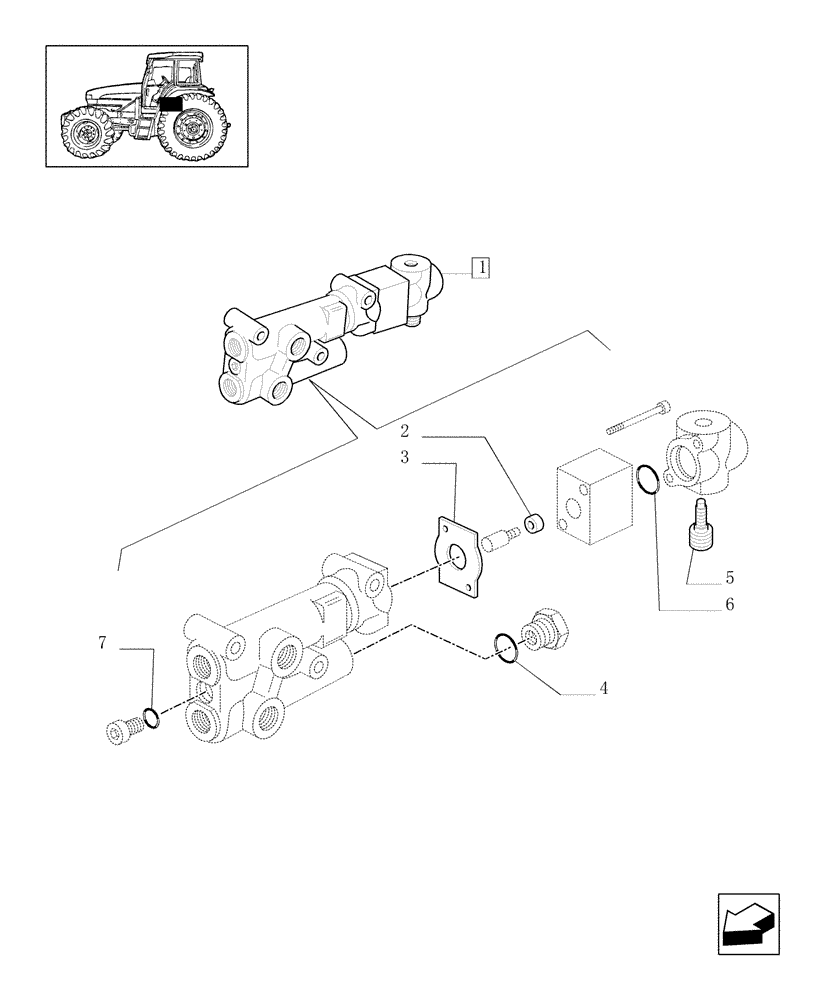 Схема запчастей Case IH JX90U - (1.82.713/ A) - (VAR.414) TRAILER BRAKE VALVE - VALVE AND PARTS (07) - HYDRAULIC SYSTEM