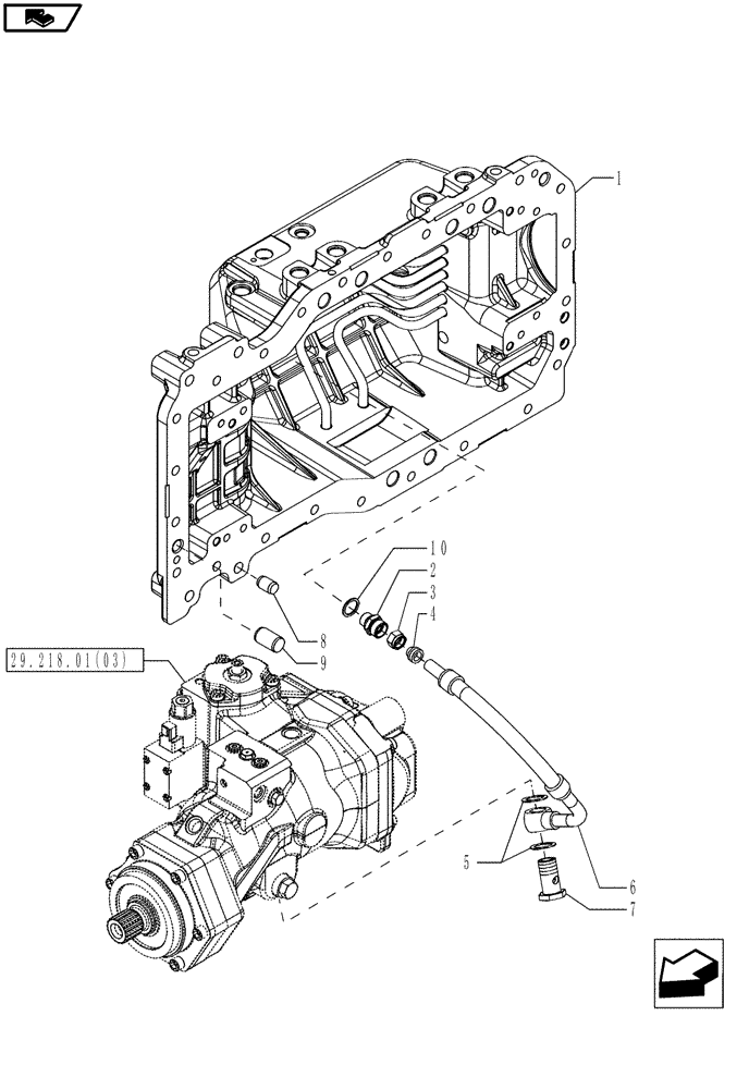 Схема запчастей Case IH MAGNUM 225 - (29.218.01[02]) - TRANSMISSION, HYDROSTATIC PUMP, COVER, WITH CONTINUOUSLY VARIABLE TRANSMISSION (29) - HYDROSTATIC DRIVE