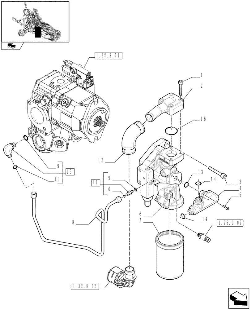 Схема запчастей Case IH PUMA 210 - (1.32.8[03A]) - HYDRAULIC PUMP - VANE PUMP - D6712 (03) - TRANSMISSION