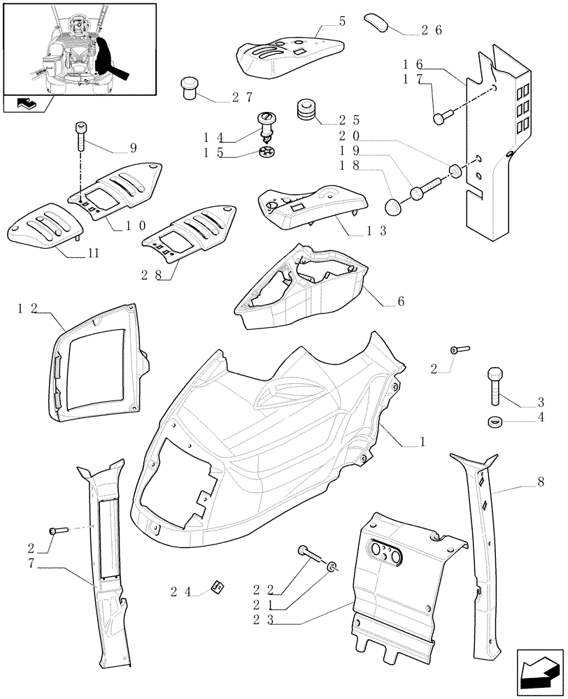 Схема запчастей Case IH PUMA 180 - (1.93.0[02]) - CONTROLS COVER - C6454 (10) - OPERATORS PLATFORM/CAB