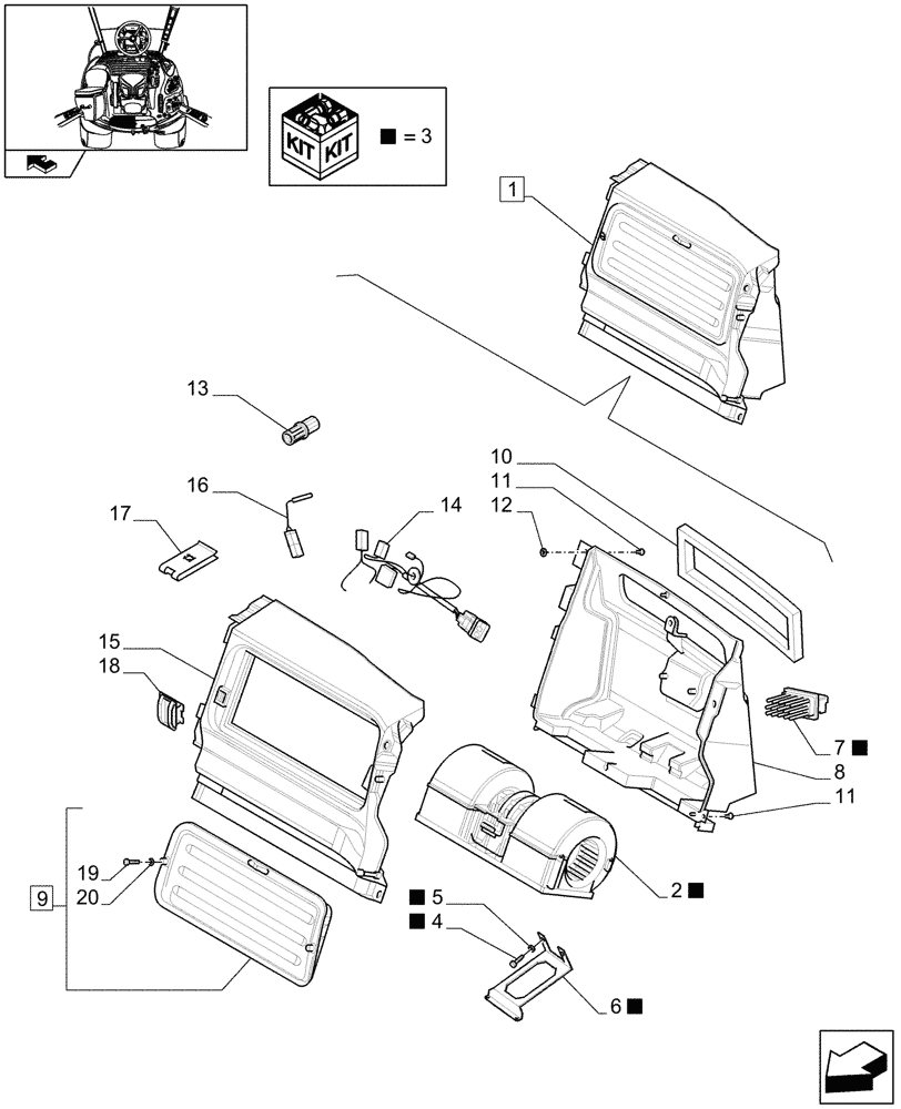 Схема запчастей Case IH PUMA 225 - (1.94.2/01A) - AUTOMATIC CLIMATE CONTROL - BLOWER - BREAKDOWN (10) - OPERATORS PLATFORM/CAB