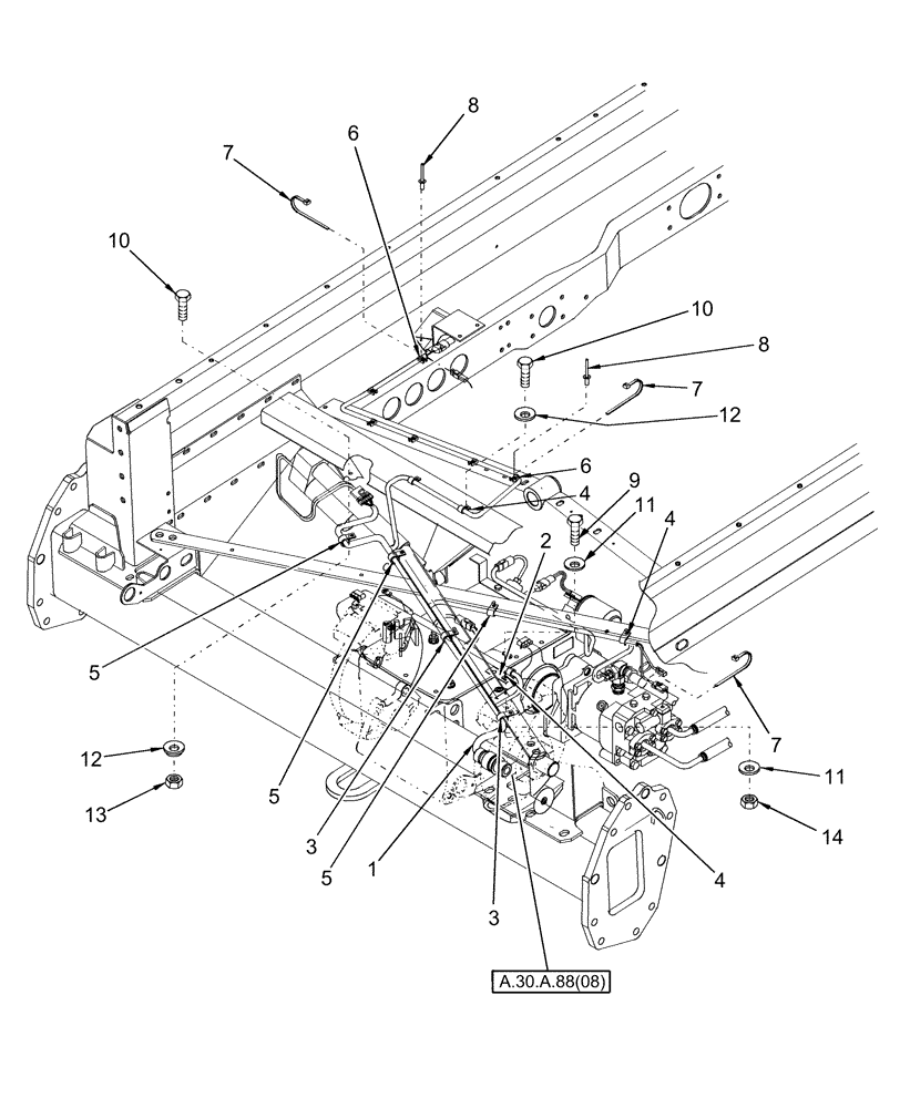 Схема запчастей Case IH AFX8010 - (A.30.A.88[02]) - WIRE HARNESS, FRONT, LOWER FRAME A - Distribution Systems