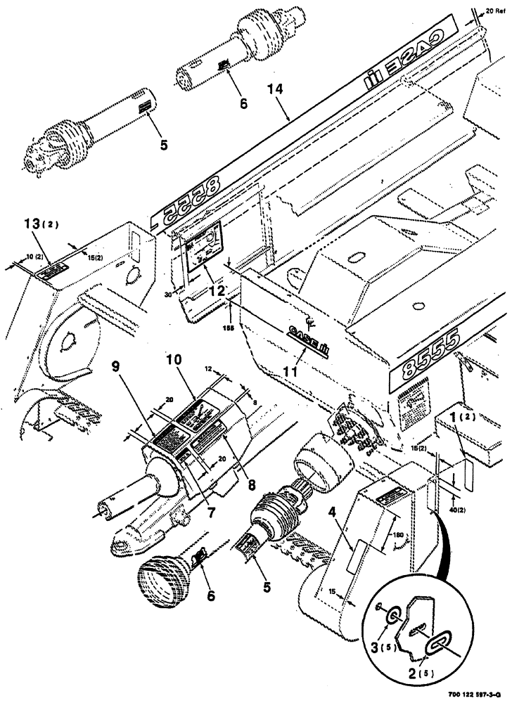 Схема запчастей Case IH 8555 - (09-06) - DECALS AND LOCATION DIAGRAM (FRONT & RIGHT) (S.N. CFH0046950 AND LATER) Decals & Attachments