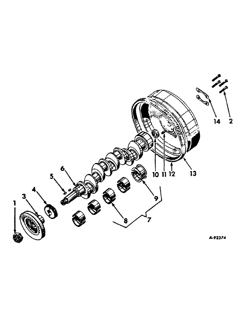 Схема запчастей Case IH BD-154 - (B-14) - CRANKSHAFT FLYWHEEL AND RELATED PARTS 