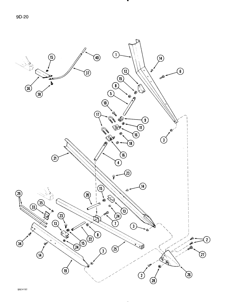 Схема запчастей Case IH 1020 - (9D-20) - WING DIVIDERS AND ROD DIVIDERS (58) - ATTACHMENTS/HEADERS