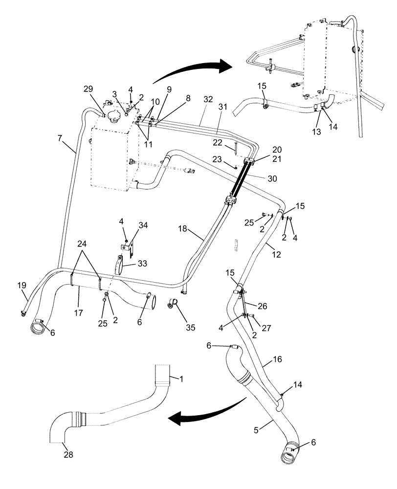 Схема запчастей Case IH AFX8010 - (B.50.A.36[1]) - COOLANT LINES B - Power Production