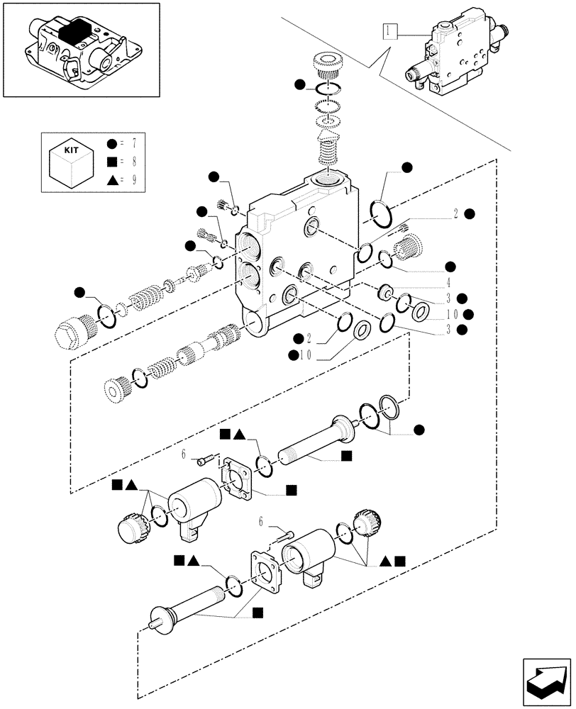 Схема запчастей Case IH MXM190 - (1.82.7/ D) - REMOTE CONTROL VALVE BREAKDOWN (EDC VALVE) - D5504 (07) - HYDRAULIC SYSTEM