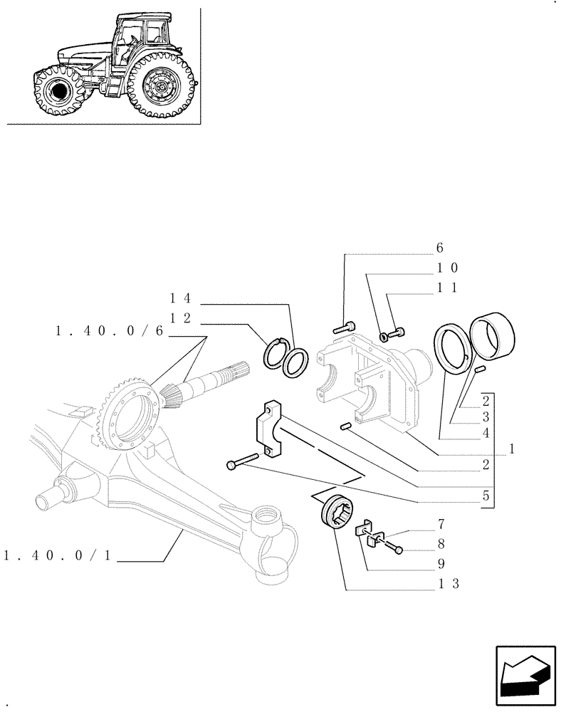 Схема запчастей Case IH JX100U - (1.40.0/46[02]) - (VAR.327-327/1) FRONT DIFFERENTIAL HYDRAULIC LOCKING - SUPPORT AND SHIMS (04) - FRONT AXLE & STEERING