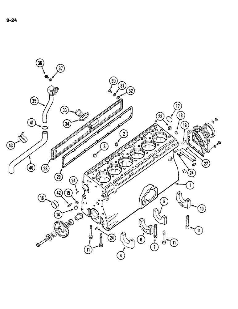 Схема запчастей Case IH 1620 - (2-024) - CYLINDER BLOCK ASSEMBLY, D358 DIESEL ENGINE (01) - ENGINE