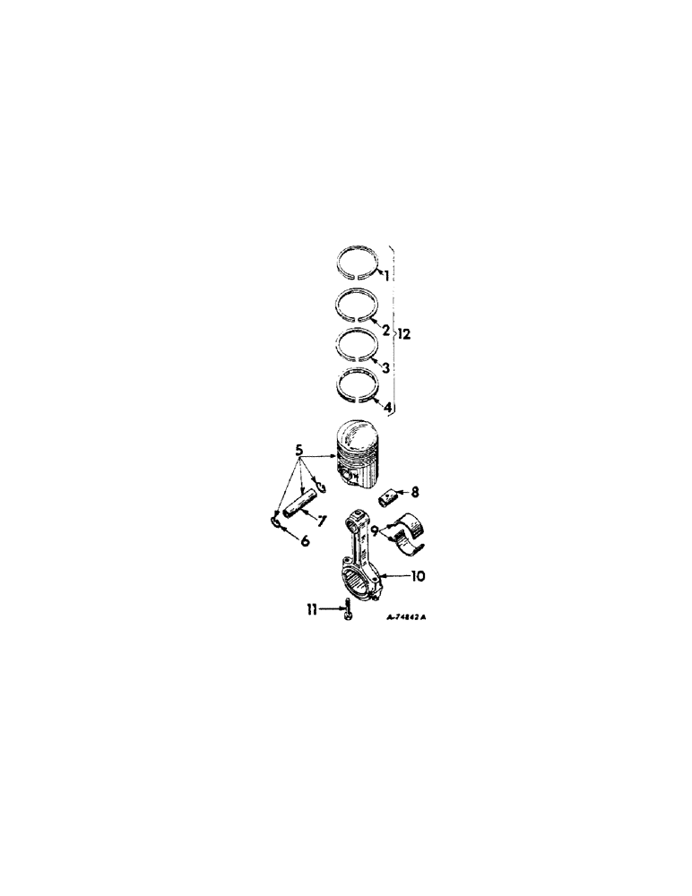 Схема запчастей Case IH 806 - (C-05[A]) - CARBURETED ENGINE, CONNECTING RODS AND PISTONS, UP TO ENGINE SERIAL NO. 4996 (01) - ENGINE