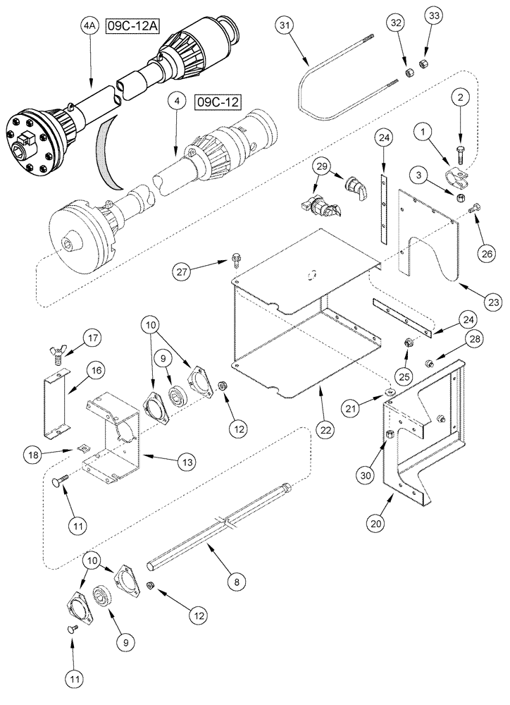 Схема запчастей Case IH 1010 - (09C-08) - AUGER JACKSHAFT DRIVE 15.0 FOOT HEADER (09) - CHASSIS/ATTACHMENTS