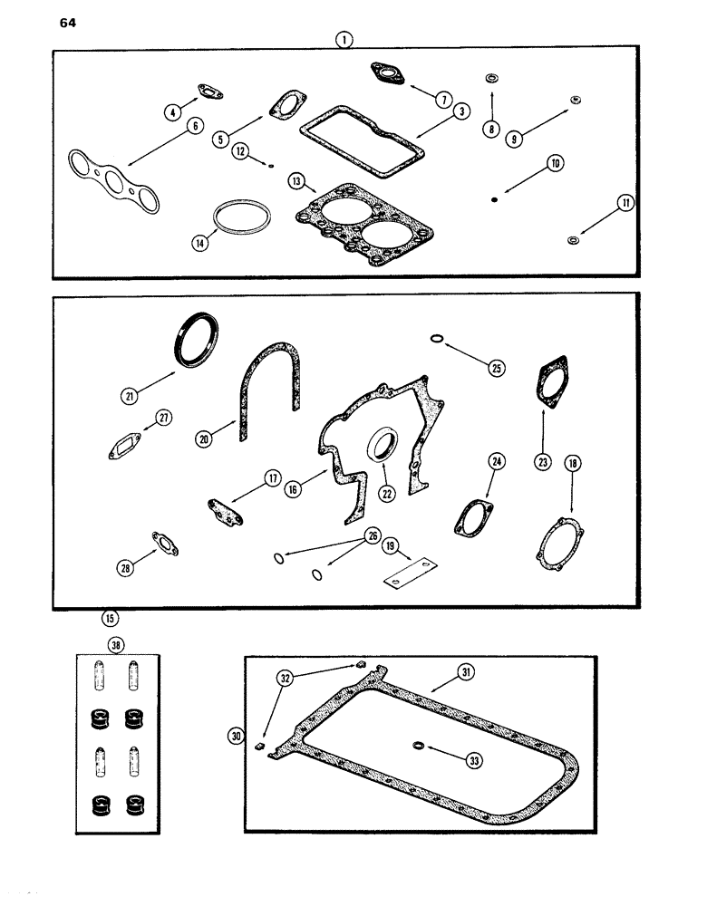 Схема запчастей Case IH 870 - (064) - ENGINE GASKET KITS, (301B) SPARK IGNITION ENGINE (02) - ENGINE