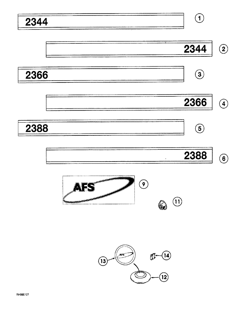 Схема запчастей Case IH AFS - (02-44) - DECALS (90) - PLATFORM, CAB, BODYWORK AND DECALS