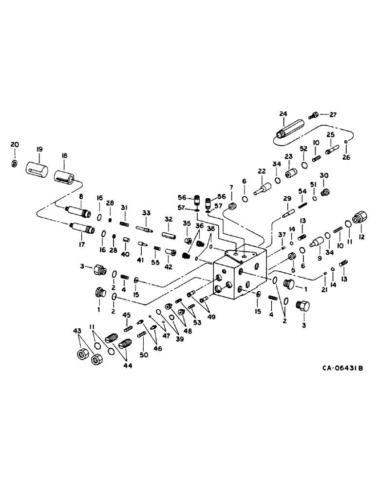 Схема запчастей Case IH 1440 - (10-49) - HYDRAULICS, HEADER VALVE, S/N 20001 AND ABOVE, HEADER LIFT, STEERING AND FEEDER/SEPARATOR CLUTCH (07) - HYDRAULICS