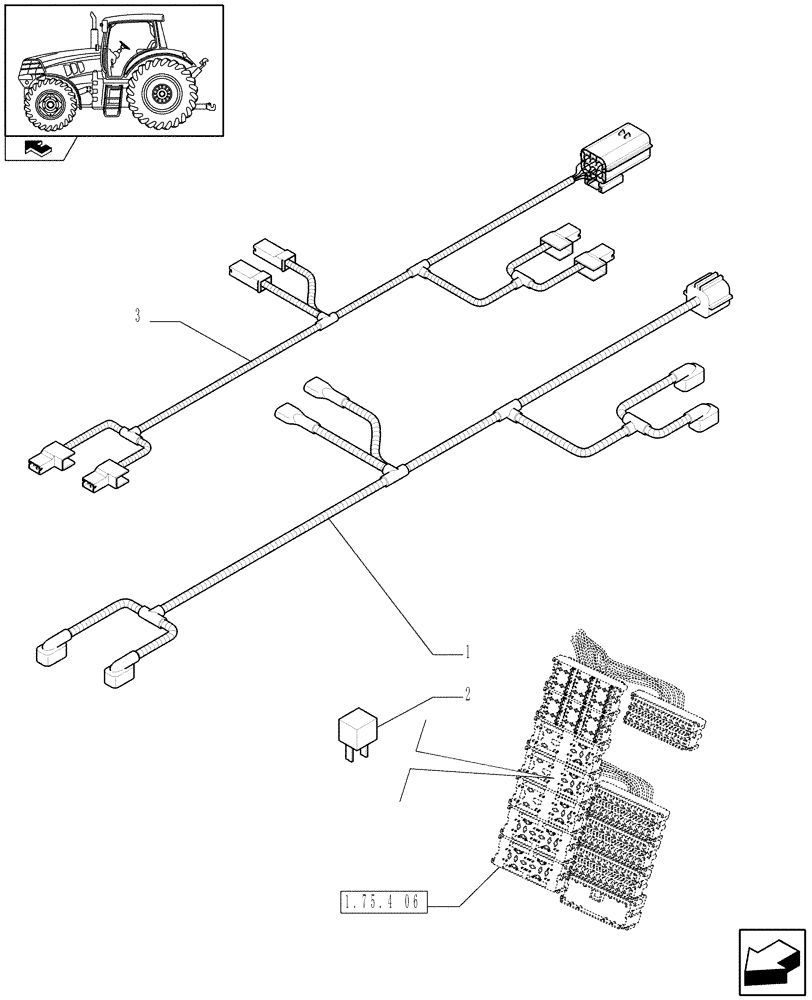 Схема запчастей Case IH PUMA 140 - (1.75.4/01) - HYDRAULIC TRAILER BRAKE HARNESS (VAR.331723) (06) - ELECTRICAL SYSTEMS